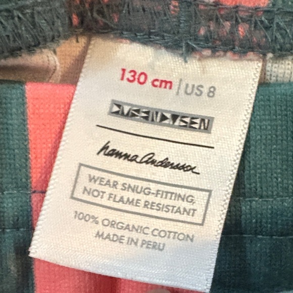 Organic* dusen dusen* Striped Pink and Green Kids Pajamas - Picture 5 of 6